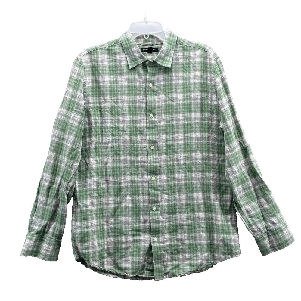 Banana Republic Linen Blend Shirt Men Large Western Outdoor Coastal Academia 90s